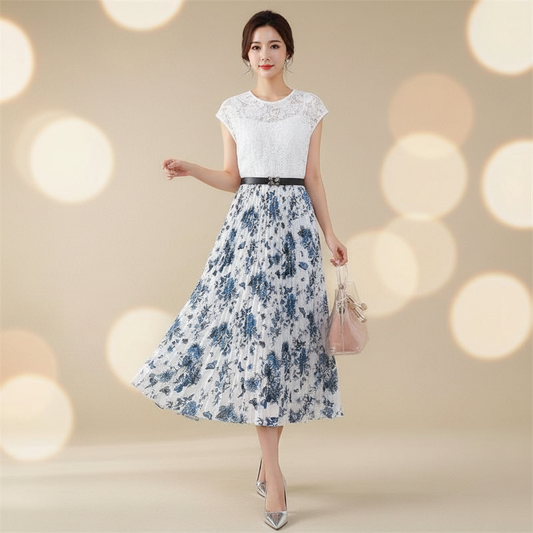 Gehäkeltes Damen-Swingkleid mit Blumenmuster – Elegante Häkeldetails