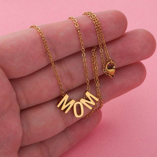 Women's Mirror Fine Throw MOM Letter Pendant Necklace - ChoreGirl