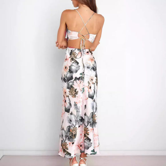 Women's Lace-up Back Satin Dress - ChoreGirl