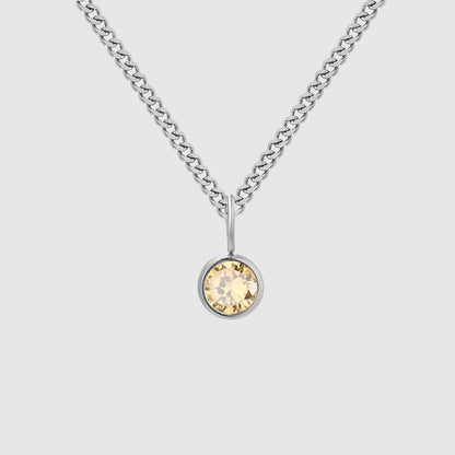 Unisex Stainless Steel Necklace With Diamond Birthstone Pendant - ChoreGirl