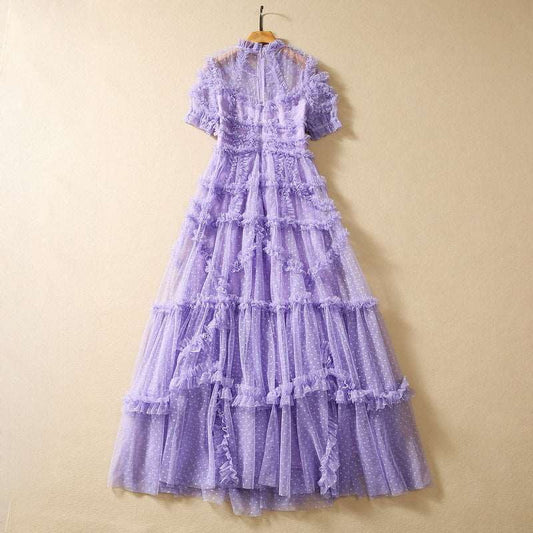 Women's Lace Dot Mesh Swing Dress - ChoreGirl