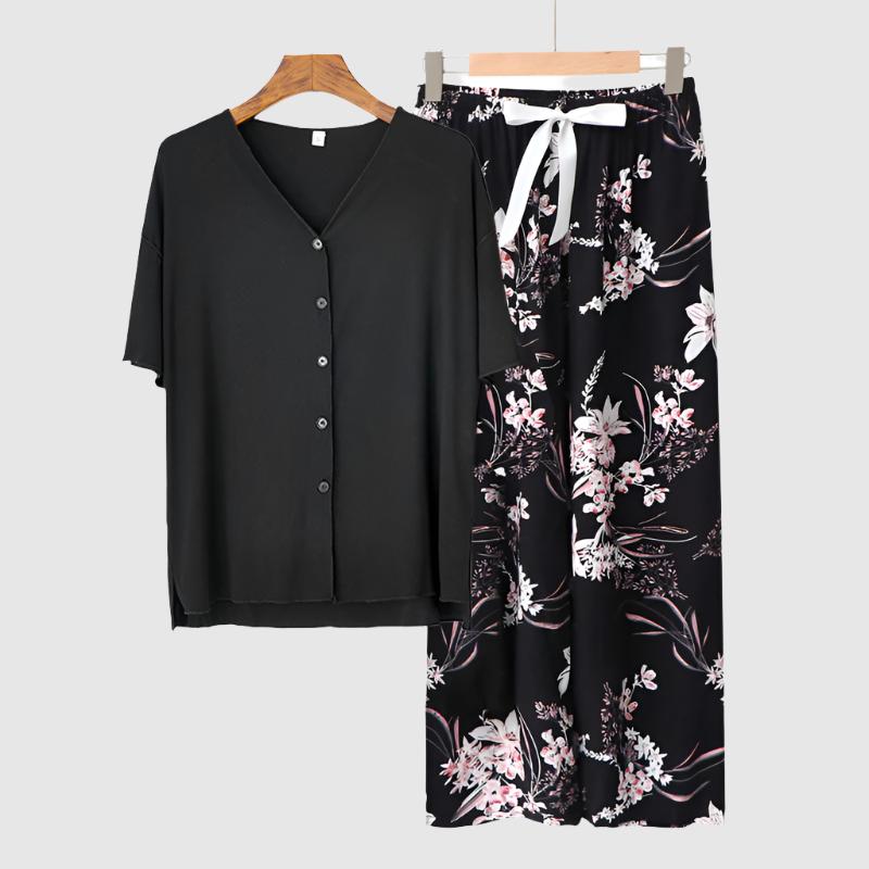 Women's Modal Thin Cotton Silk Pajamas, Loungewear Set - ChoreGirl