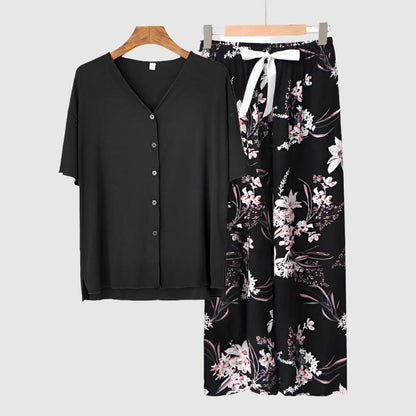 Women's Modal Thin Cotton Silk Pajamas, Loungewear Set - ChoreGirl