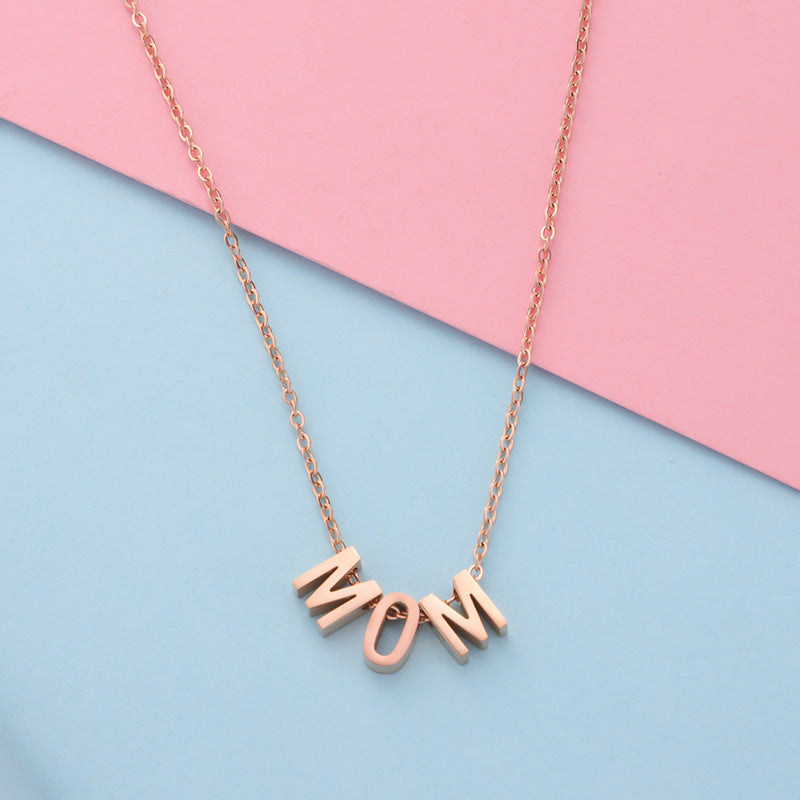Women's Mirror Fine Throw MOM Letter Pendant Necklace - ChoreGirl