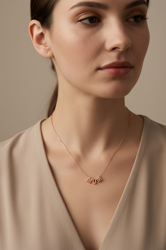 Elegant Mirror MOM Letter Pendant Necklace - Gift
