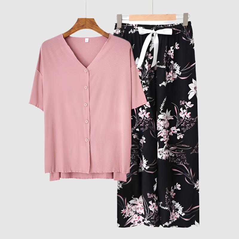 Women's Modal Thin Cotton Silk Pajamas, Loungewear Set - ChoreGirl