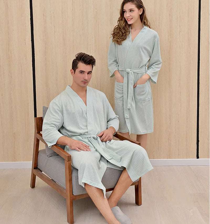 Unisex Couples Matching Mid-Sleeve Robe - ChoreGirl