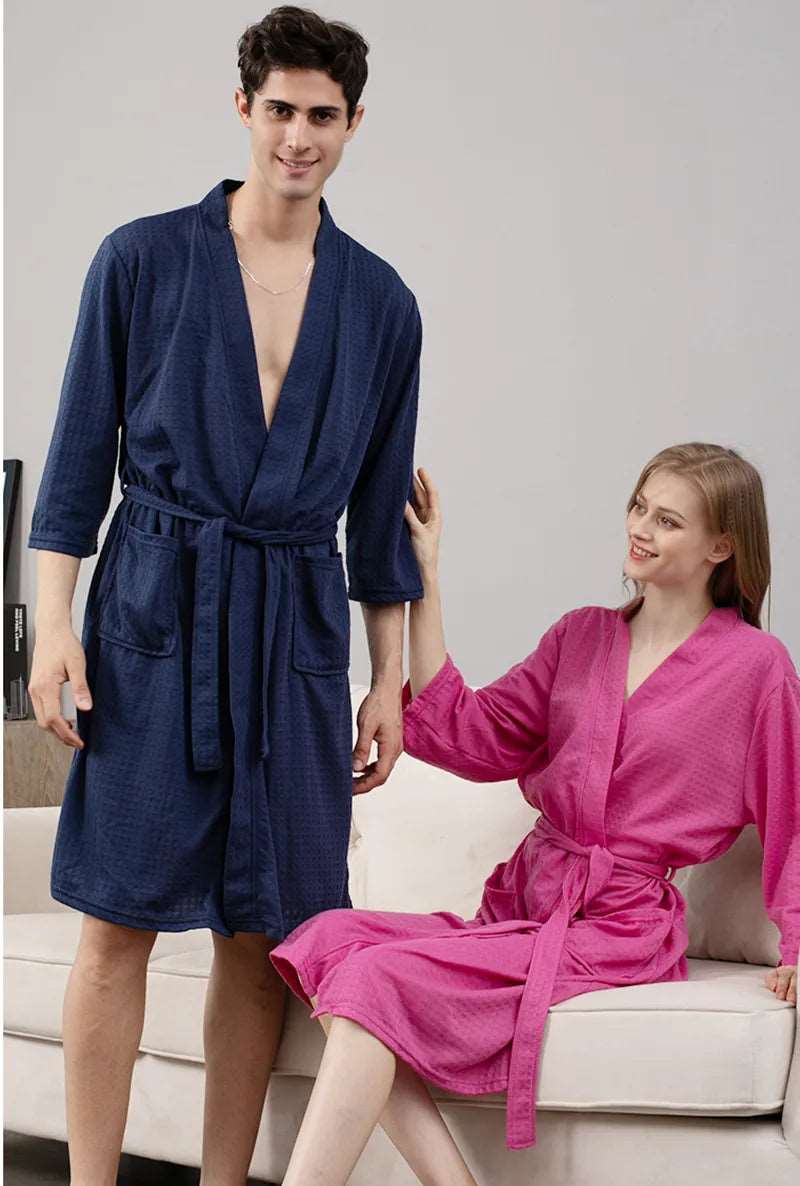 Unisex Couples Matching Mid-Sleeve Robe - ChoreGirl