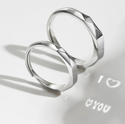 S925 Sterling Silver Light Reflect Surprise Love Hidden Message Couples Ring - ChoreGirl