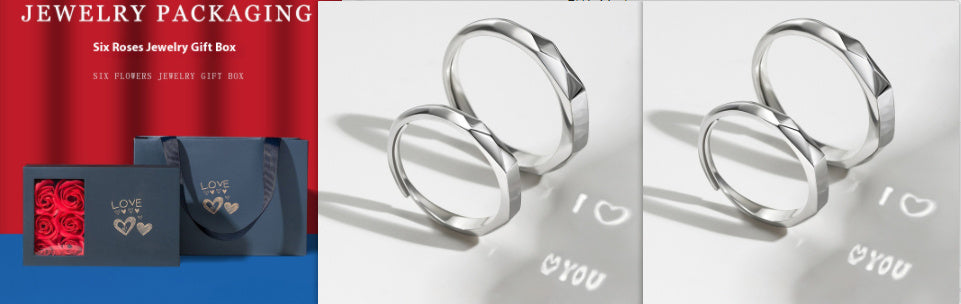 S925 Sterling Silver Light Reflect Surprise Love Hidden Message Couples Ring - ChoreGirl