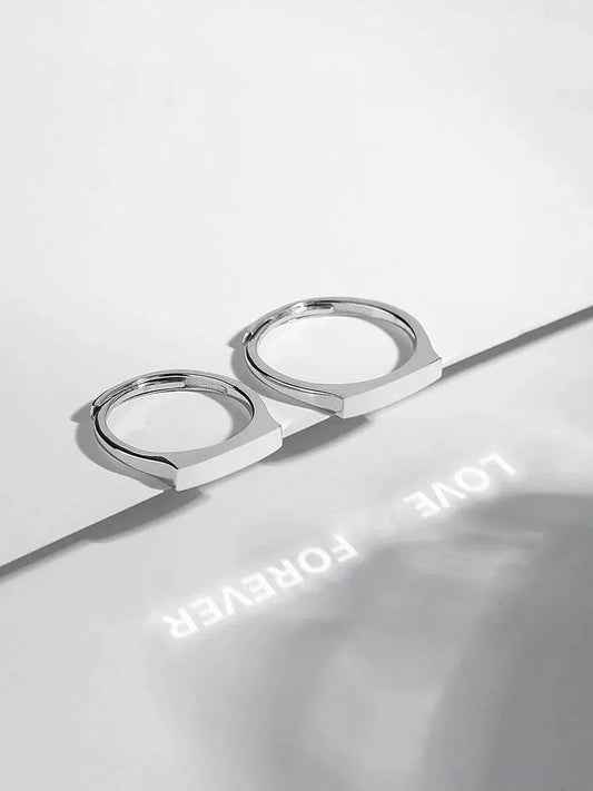 S925 Sterling Silver Light Reflect Surprise Love Hidden Message Couples Ring - ChoreGirl
