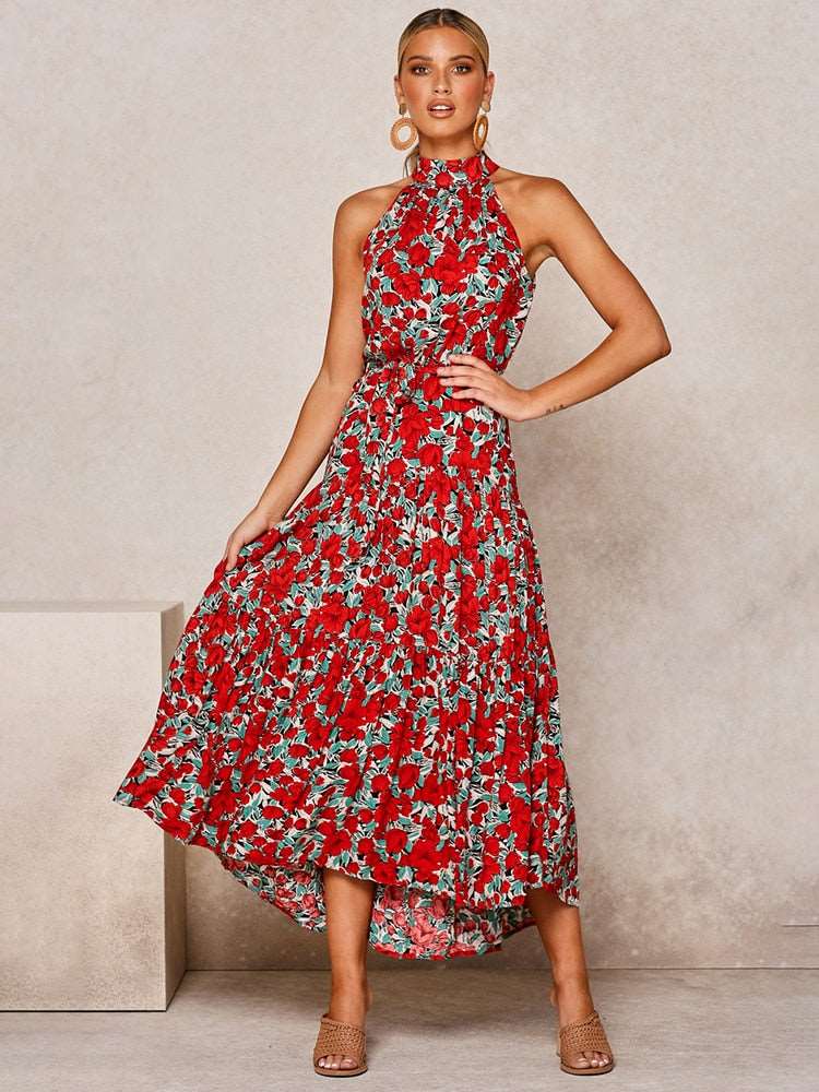 Women's Casual Long Strapless Sundress - ChoreGirl