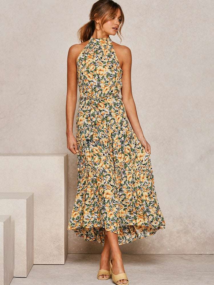 Women's Casual Long Strapless Sundress - ChoreGirl