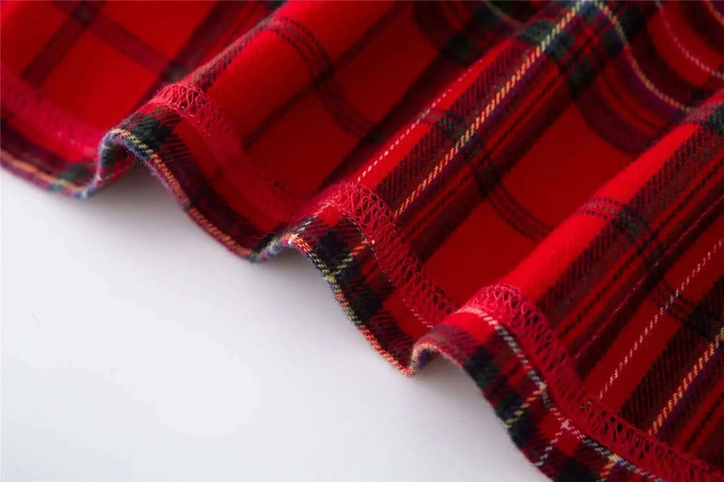 Unisex Couple Red Plaid Loose Long Sleeves Flannel Pajamas Set - ChoreGirl