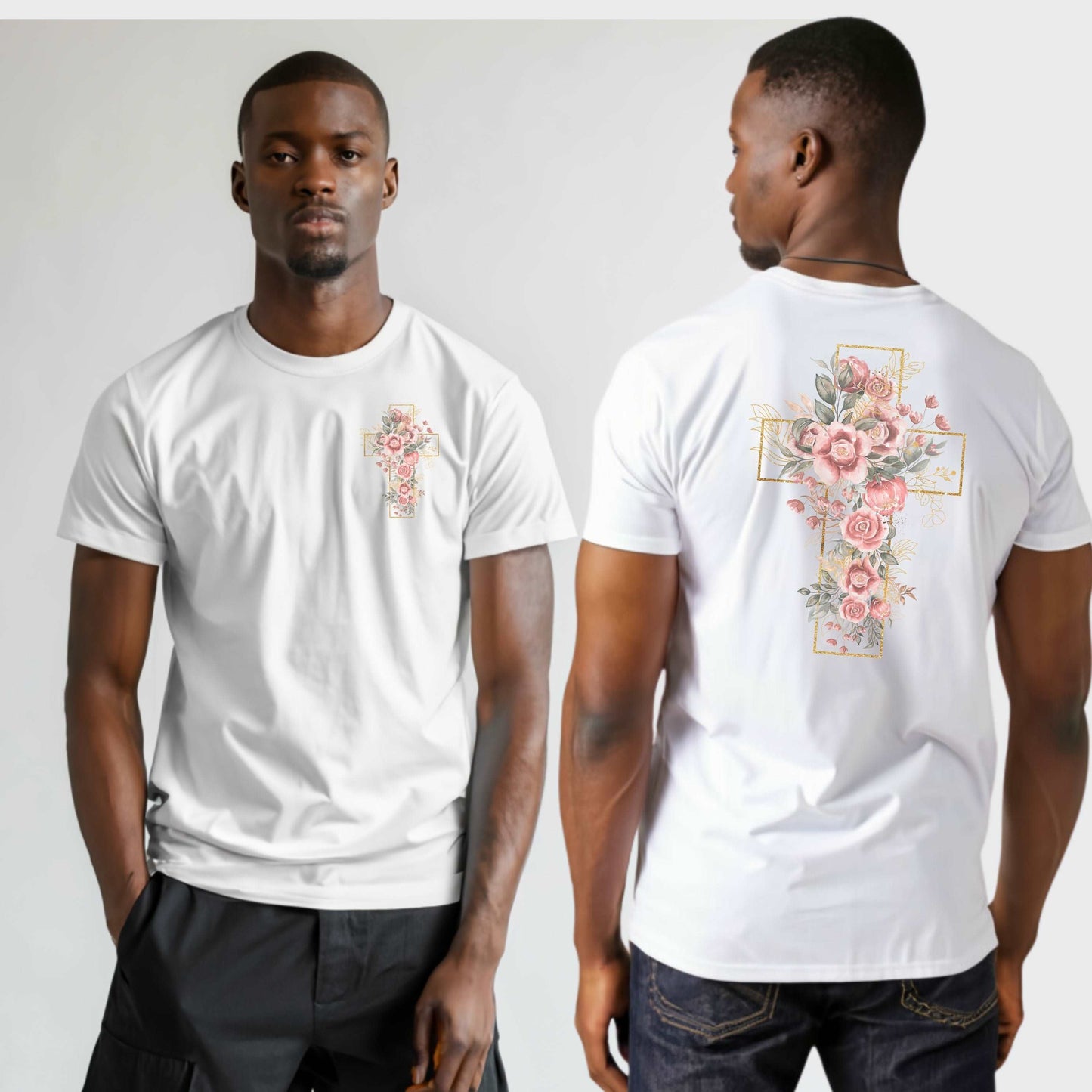 Custom Unisex Blooming Flower Cross Softstyle T-Shirt | PERSONALIZED - ChoreGirl