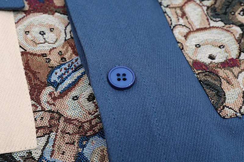Men's Blue Stitching Patch Pattern Thin Button Up Shirt - ChoreGirl