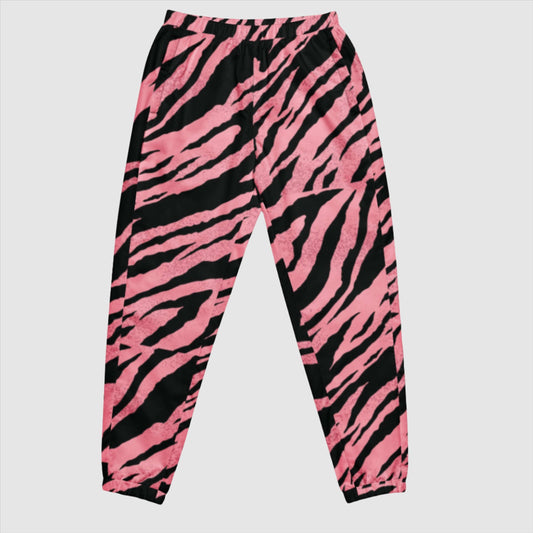 Custom Unisex Pink Tiger Pattern Track Pants | PERSONALIZED - ChoreGirl