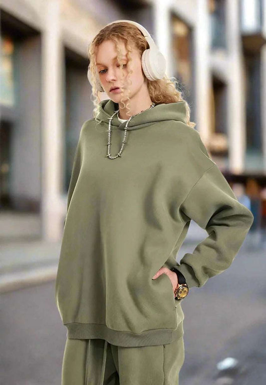 Unisex Loose Fleece-lined Sports Hoodie with Hidden Zipper Pockets - ChoreGirl