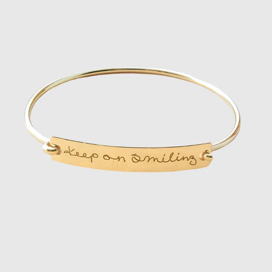 Unisex Personalized Laser Engraved Actual Handwriting Text Titanium Steel Bar Bracelet - Excellent Gift Idea - ChoreGirl