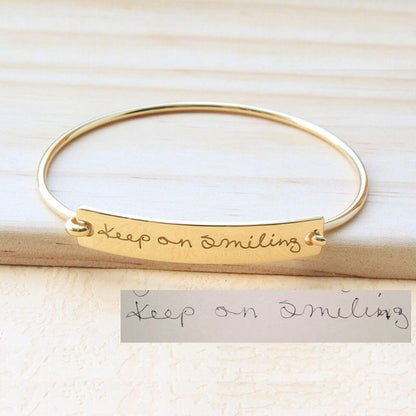 Unisex Personalized Laser Engraved Actual Handwriting Text Titanium Steel Bar Bracelet - Excellent Gift Idea - ChoreGirl