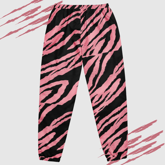 Custom Unisex Pink Tiger Pattern Track Pants | PERSONALIZED - ChoreGirl