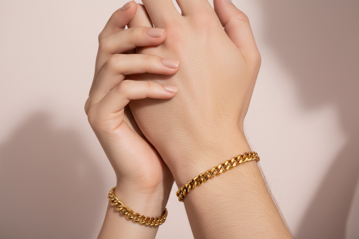 Cuban Link Chain Bracelet - Unisex Stainless Steel Gold