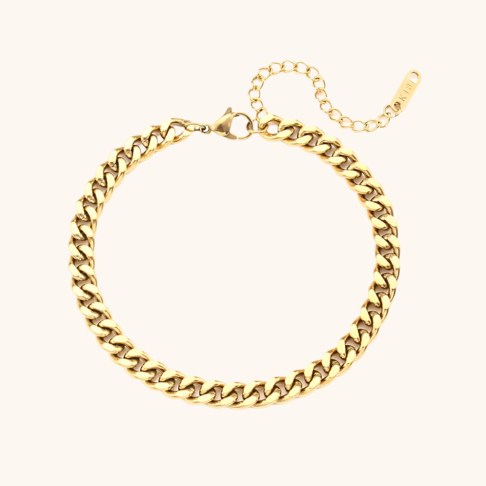 Unisex Simple Cuban Link Chain Gold Bracelet - ChoreGirl