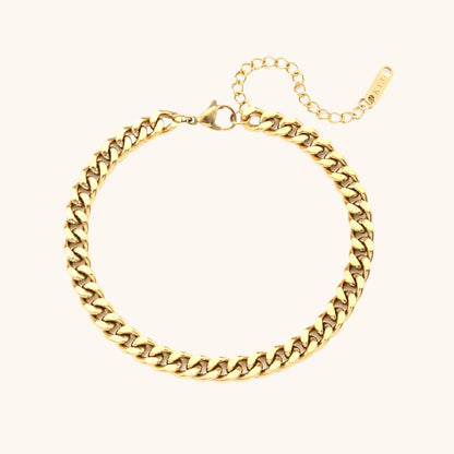 Unisex Simple Cuban Link Chain Gold Bracelet - ChoreGirl