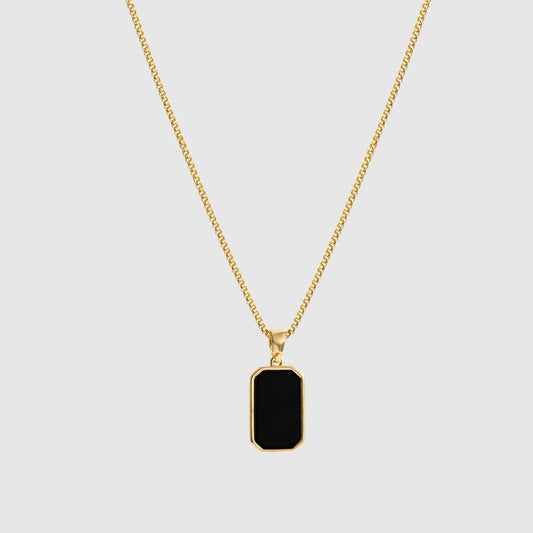 Unisex Simple and Elegant Rectangular Pendant Titanium Steel Necklace - ChoreGirl