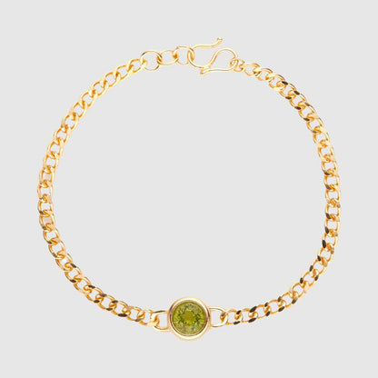 Unisex Sterling Silver Round Olivine Bracelet - ChoreGirl