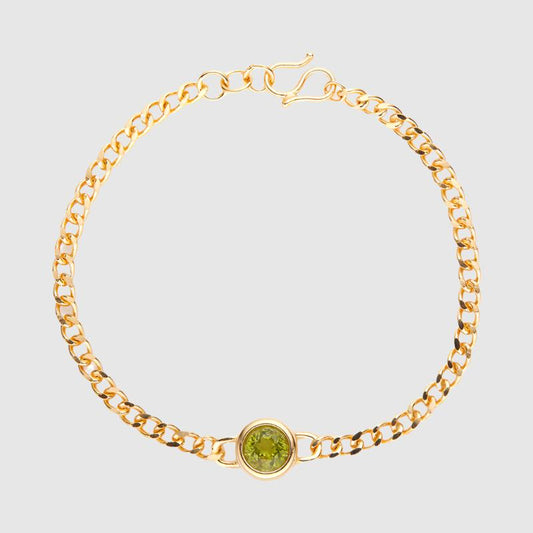 Unisex Sterling Silver Round Olivine Bracelet - ChoreGirl