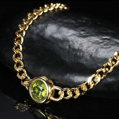 Unisex Sterling Silver Round Olivine Bracelet - ChoreGirl