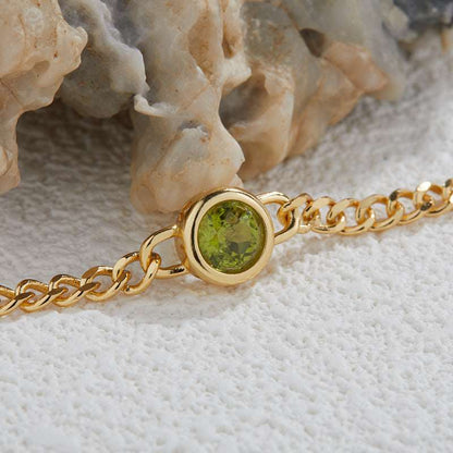 Unisex Sterling Silver Round Olivine Bracelet - ChoreGirl
