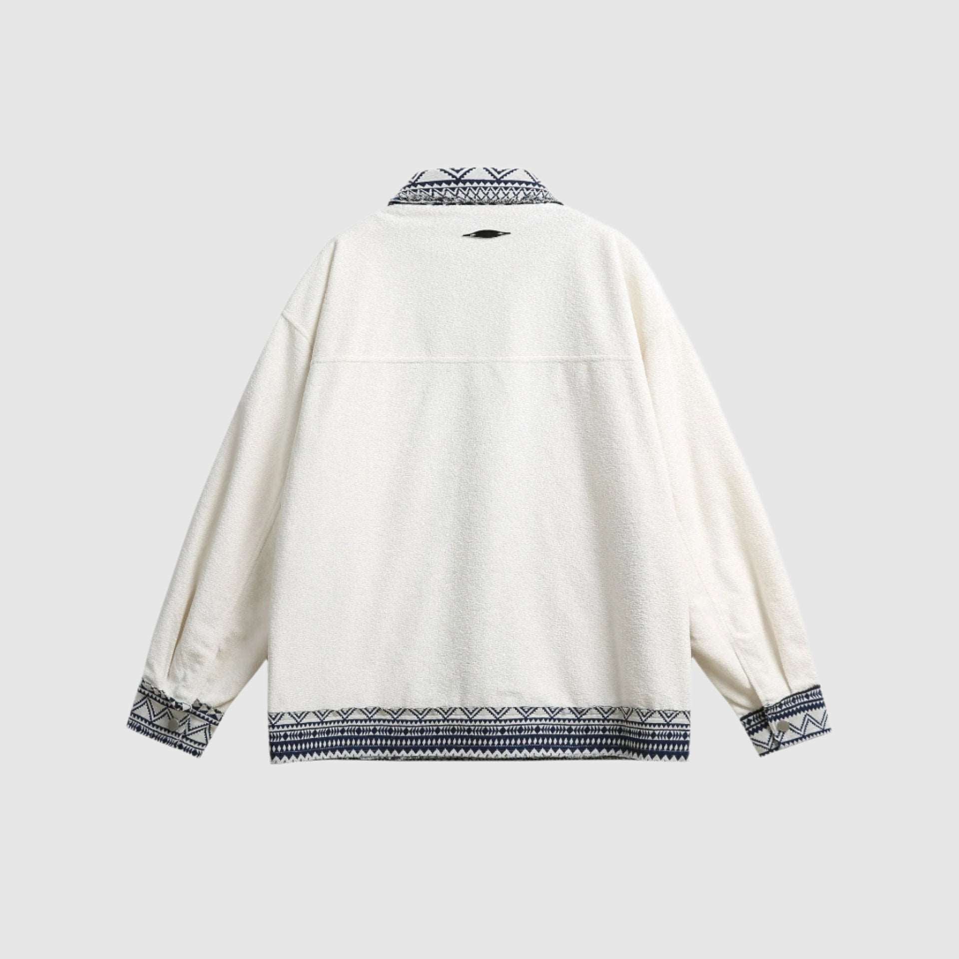 Unisex White Ethnic Pattern Jacket - ChoreGirl
