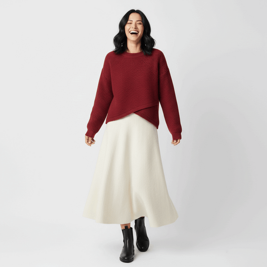 Women's Warm Irregular Style Knitted Sweater and Skirt Outfit Set