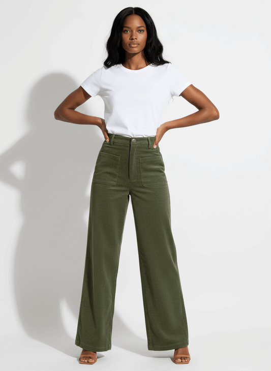 Women's Retro Corduroy Straight-leg Loose Trousers