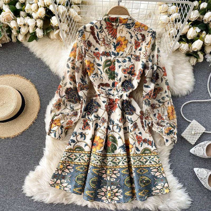 Women's Bohemian Floral Print Short Dress - ChoreGirl