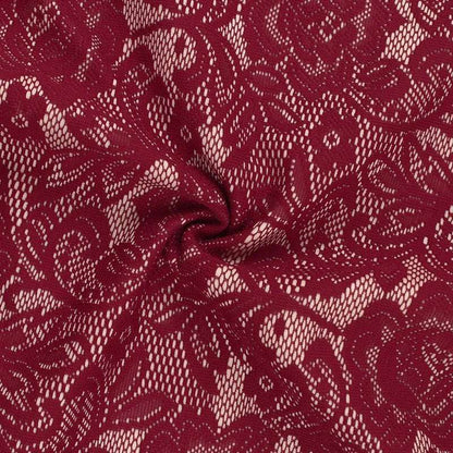 Women's Burgundy Wine Halter Lace Maxi Dress - ChoreGirl