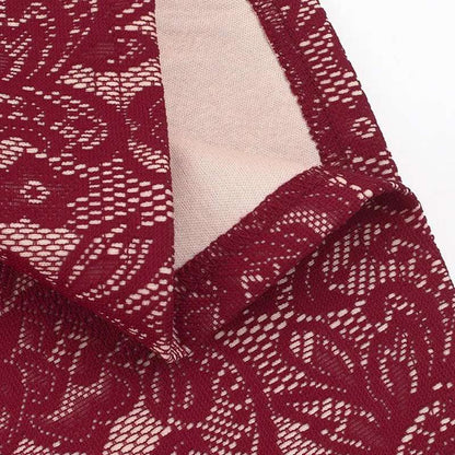 Women's Burgundy Wine Halter Lace Maxi Dress - ChoreGirl