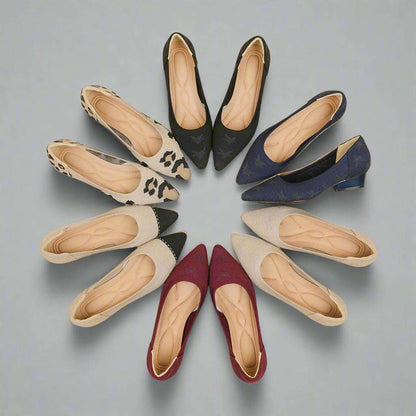 Women's Casual Comfortable Flat Sculptural Heel Pointed Toe Knit Fabric Shoes - ChoreGirl