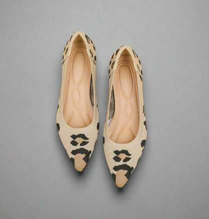 Women's Casual Comfortable Flat Sculptural Heel Pointed Toe Knit Fabric Shoes - ChoreGirl