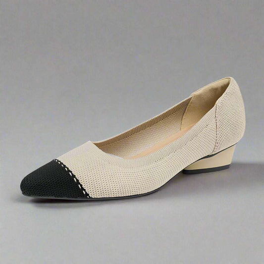 Women's Casual Comfortable Flat Sculptural Heel Pointed Toe Knit Fabric Shoes - ChoreGirl