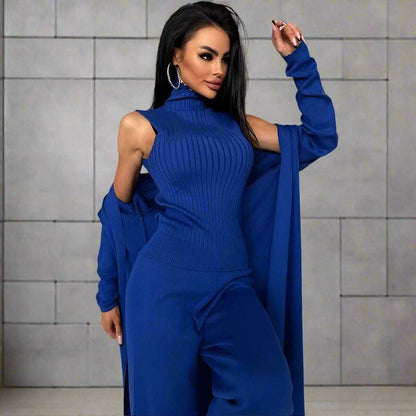 Women's Casual Knitted Three-piece Outfit Set - ChoreGirl