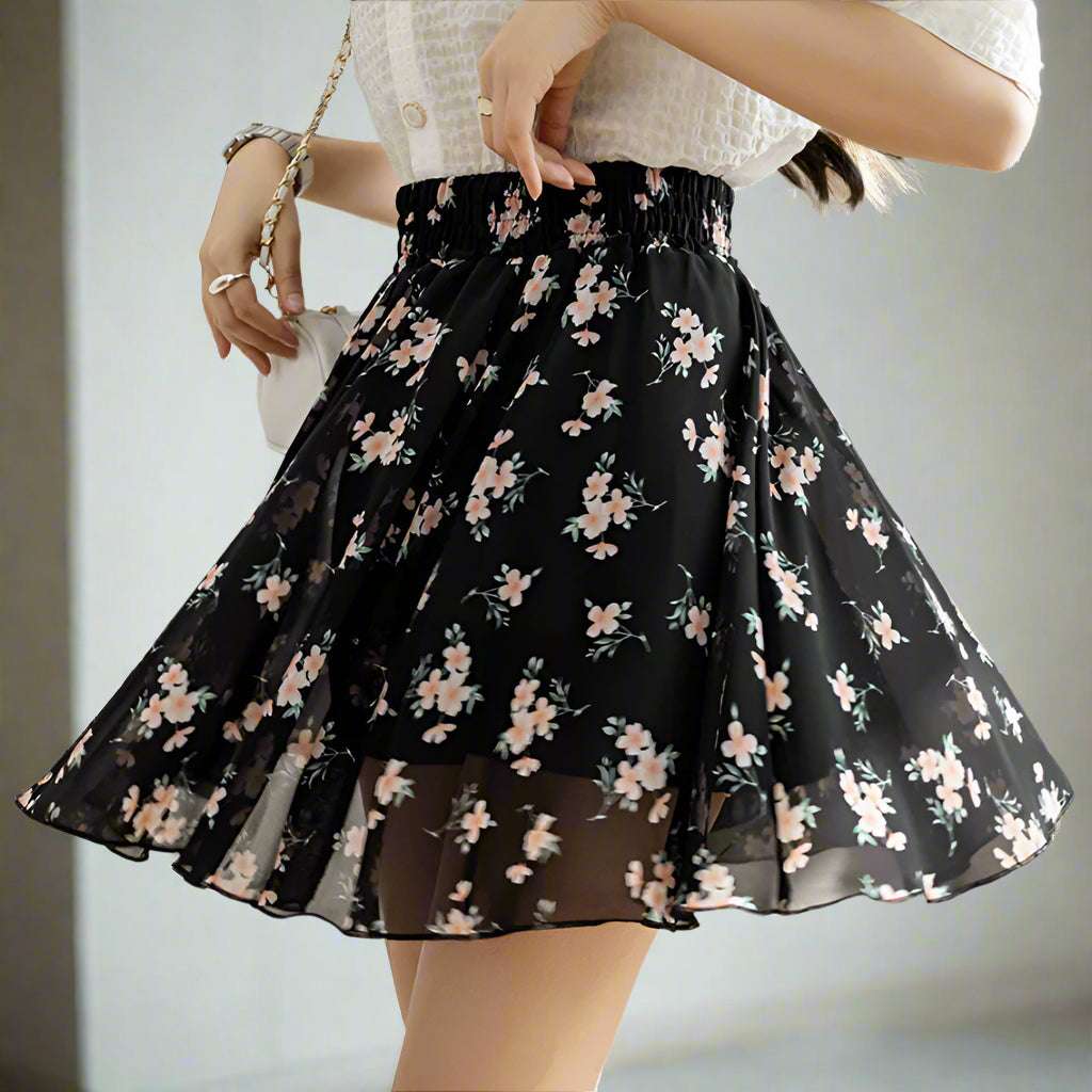 Women's Chiffon Floral Mini Skirt - ChoreGirl