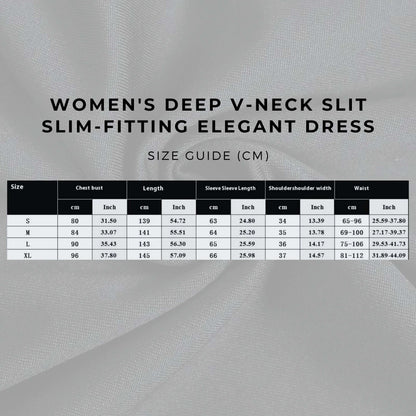 Women's Deep V-Neck Slit Slim-fitting Elegant Dress - ChoreGirl