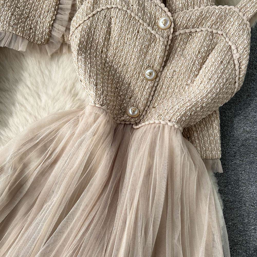 Women's Elegant Short Cardigan and Pleated Dress Outfit Set - ChoreGirl