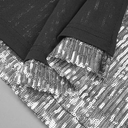 Women's Floral Asymmetrical Silver Sequin Gown - ChoreGirl
