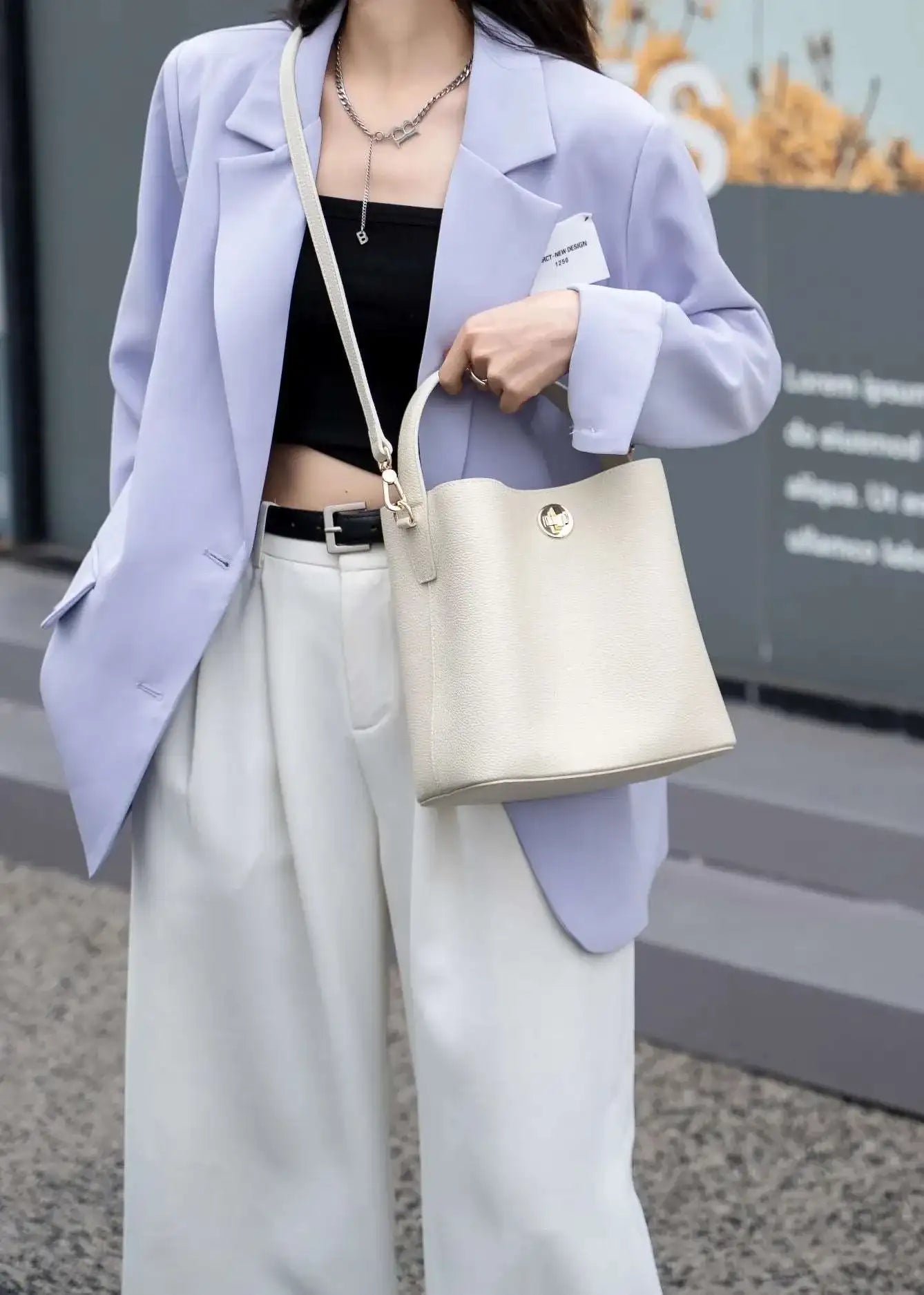 Women's Genuine Leather Messenger Bucket Style Bag - ChoreGirl