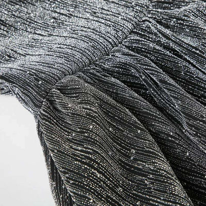 Women's Grey Glittering Crystal Embellished Bubble Hem Halter Cinched Waist A-Line Mini Dress - ChoreGirl