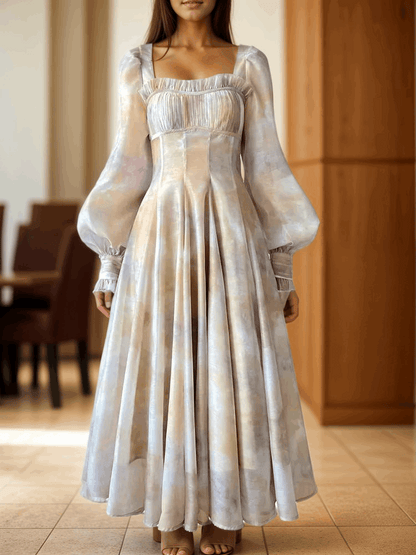 Women's High Quality Elegant Square Neck Vintage Dress - ChoreGirl